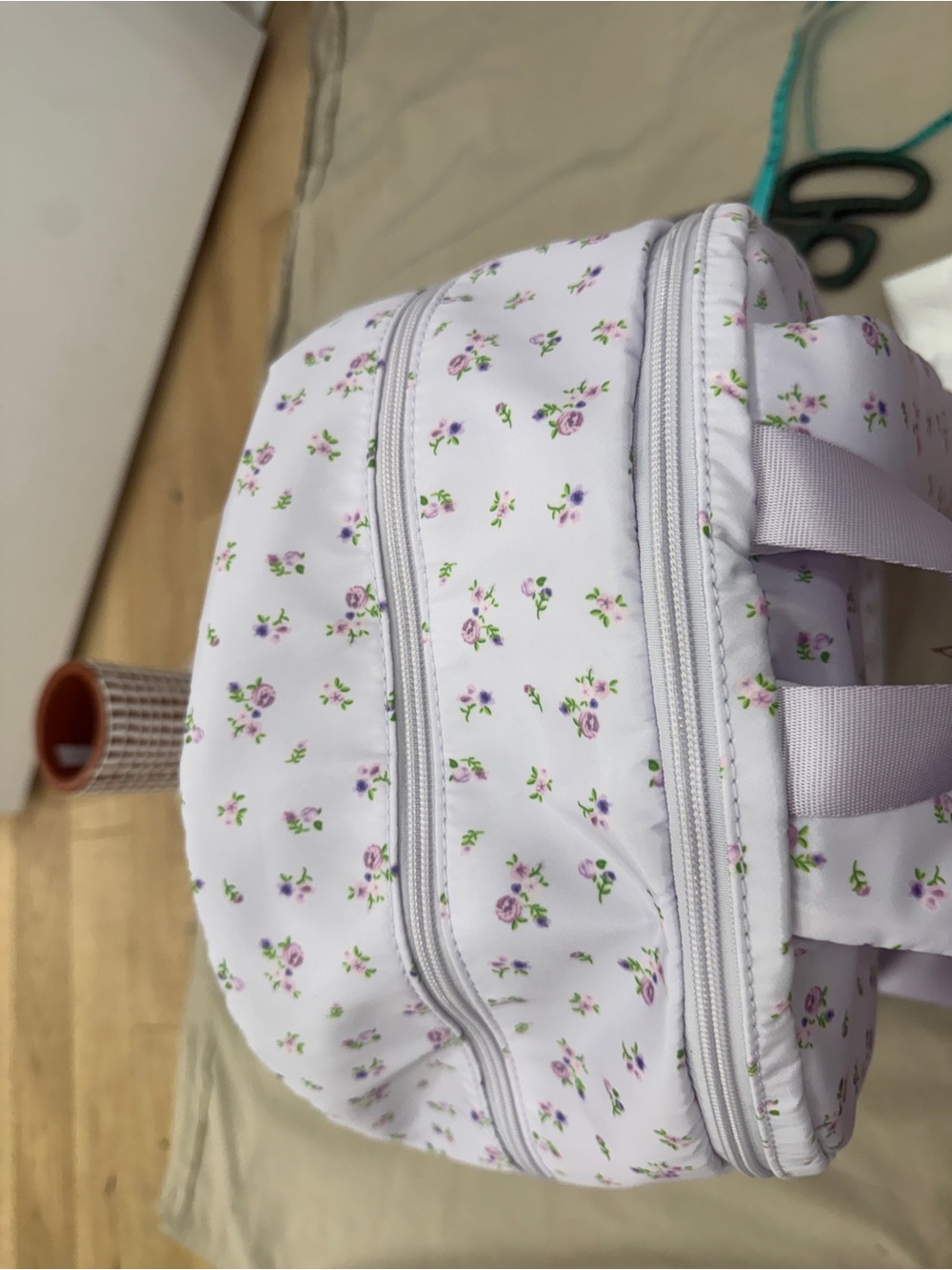 RARE & hard find Madden Girl Purple Bow Striped/Ditsy Dome Backpack with/ Charms - Picture 9 of 10